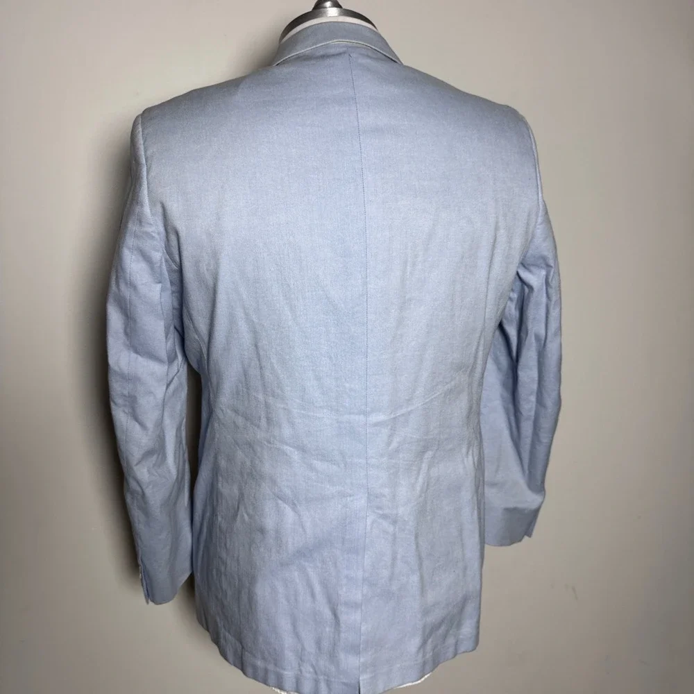 Brooks Brothers Sport Coat Mens 46L Light Blue Cotton Fitzgerald Fit Blazer